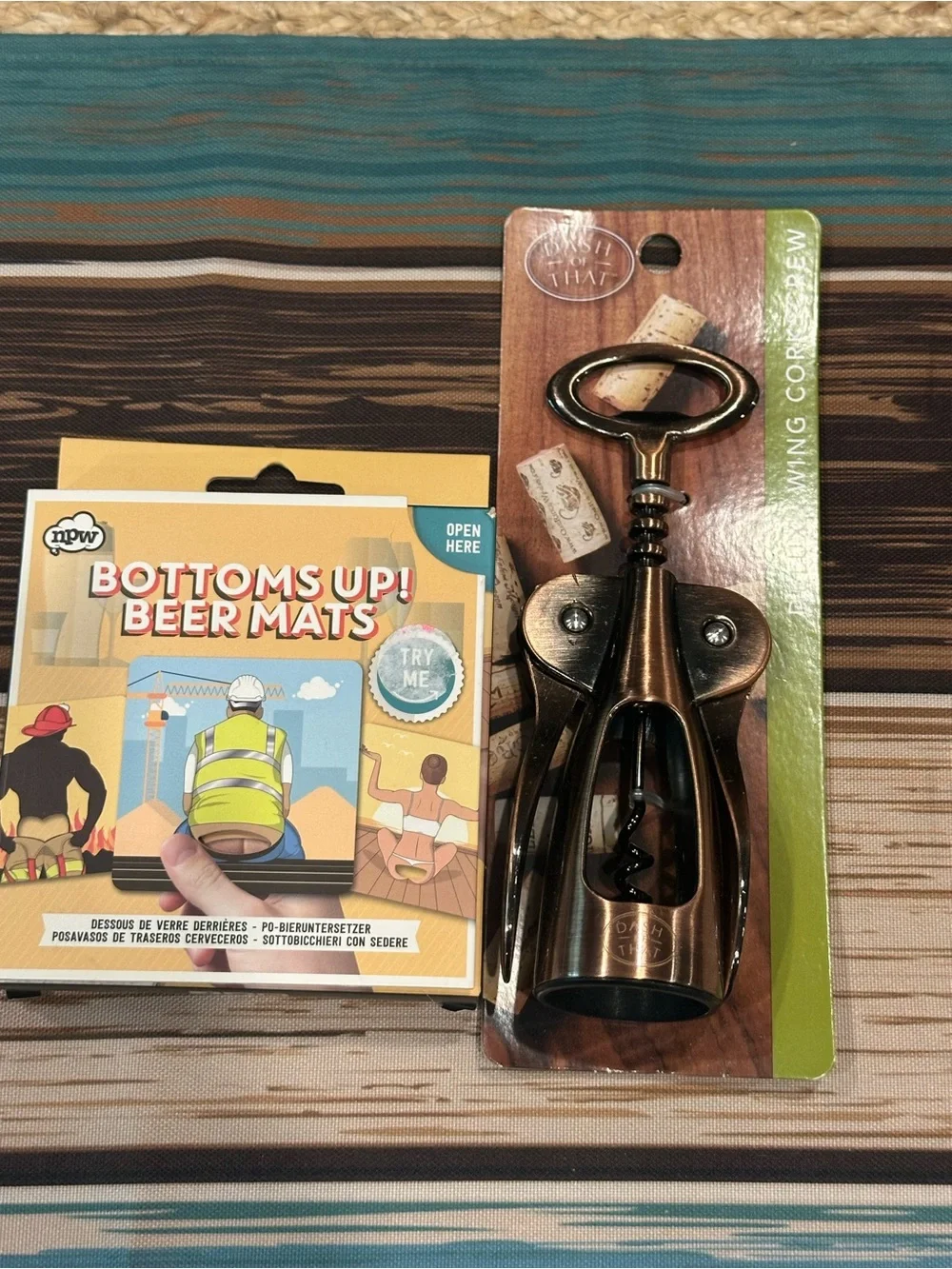 Winged Corkscrew Bottle Opener in Antique Bronze- Funny Bar Drink Coasters